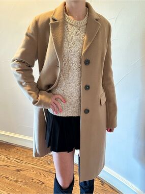 CARACTERE  Camel Tailored Walker Coat Mid-length Wool Blend Size 8🌸